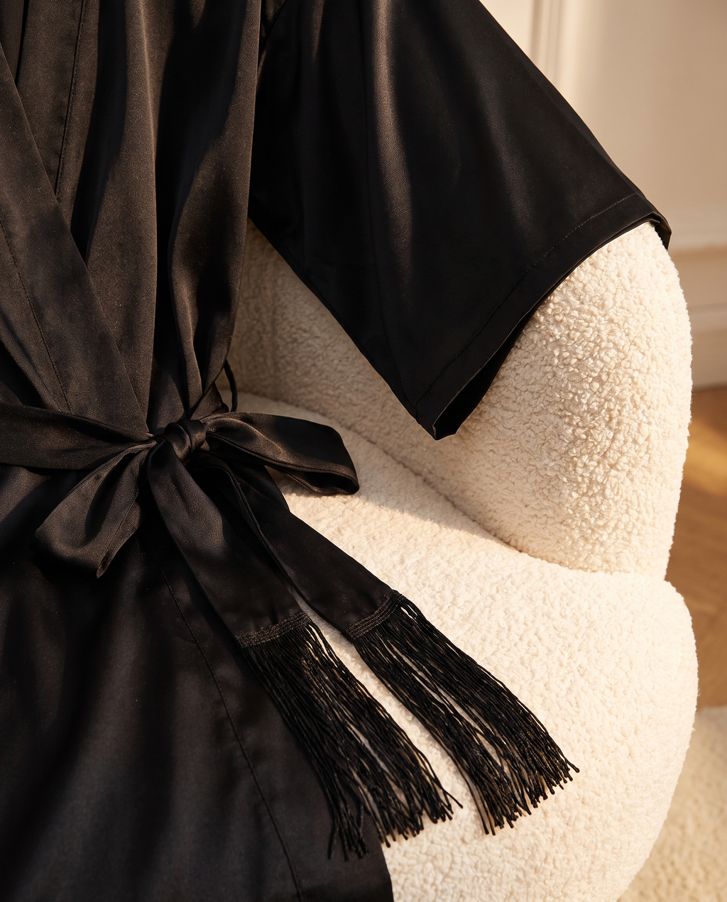 Tassel-Belt Silk Robe