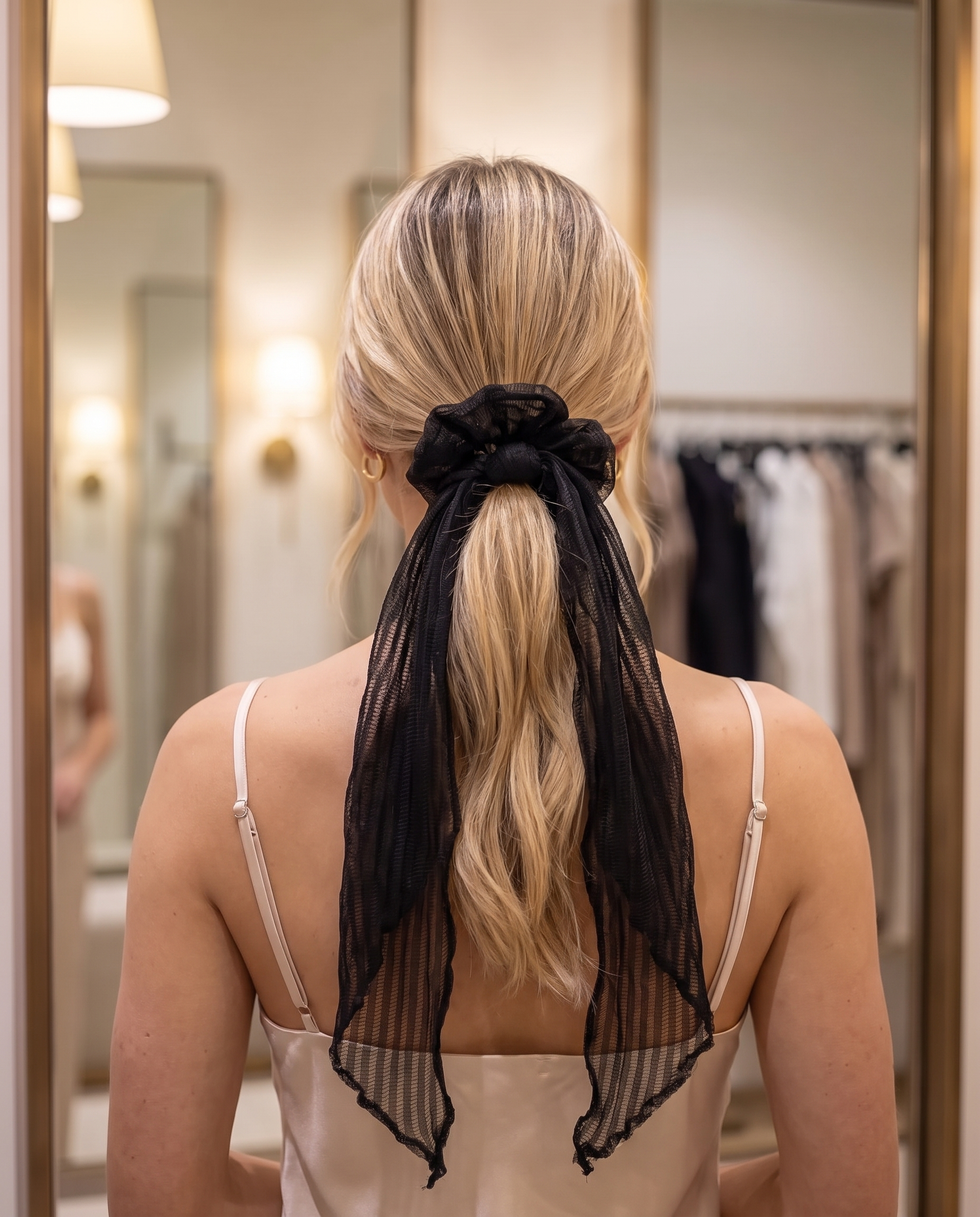 Pleated Scrunchie & Sash, Black