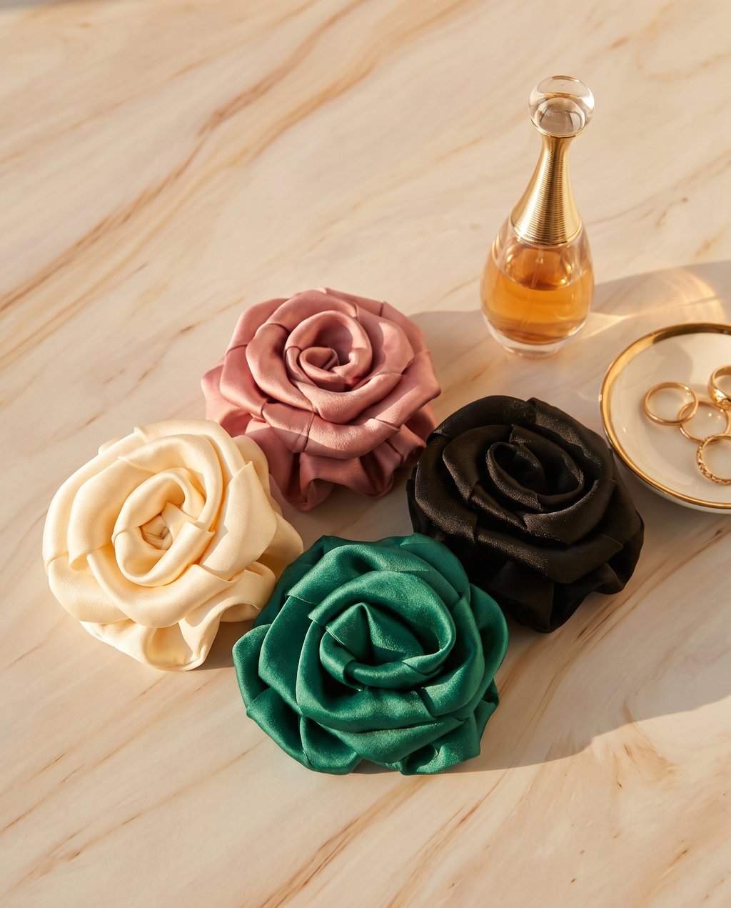 Satin Rose Scrunchie